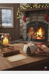 Handmade Christmas Tree Ceramic Mugs Set – Embossed Knit Texture